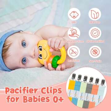Babygoal Pacifier Clips, 6 Pack Pacifier Holder for Boys and Girls Fits Most Pacifier Styles & Baby ...