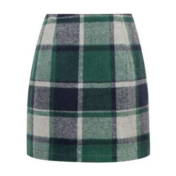 Plaid Mini Dresses for Women Fall Winter High Waisted Bodycon Pencil Short Cute Mini Plaid Skirt Cas...