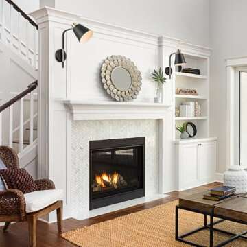 Globe Electric 51374 Cleo 1-Light Plug-in or Hardwire Wall Sconce, Matte, Antique Brass Accents, Black Cloth Cord, 14.44