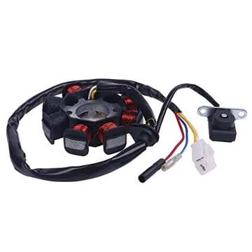 Glixal GY6 49cc 50cc 80cc 100cc 8-Poles Dual Ignition Coils Magneto Stator for 139QMB 139QMA Chinese Scooter Moped ATV Go-kart Buggy Engine Taotao Vento Icebear SUNL (Alternating Current)