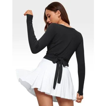 INGIA Women's V-Neck Long Sleeve Wrap Top for Comfort