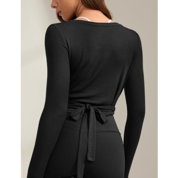 INGIA Women's V-Neck Long Sleeve Wrap Top for Comfort