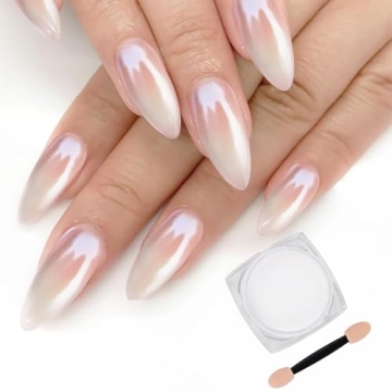 Stunning White Pearl Chrome Nail Powder - Elegant Shine