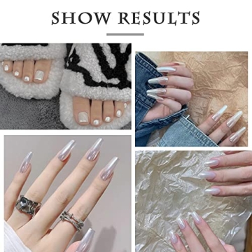 Stunning White Pearl Chrome Nail Powder - Elegant Shine