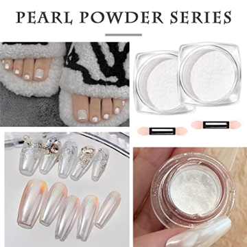 Stunning White Pearl Chrome Nail Powder - Elegant Shine