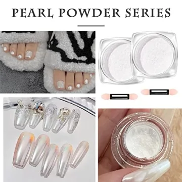 Stunning White Pearl Chrome Nail Powder - Elegant Shine