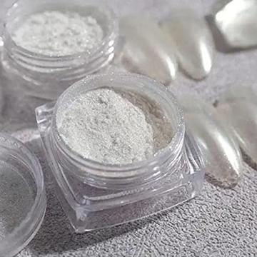 Stunning White Pearl Chrome Nail Powder - Elegant Shine