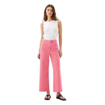 GAP Women's High Rise Wide Leg Jeans - Candy Coral for Style and Comfort