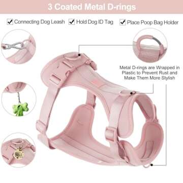 Wisedog No Pull Lightweight Dog Vest Harness with Soft and Comfortable Cushion, Breathable Mesh, for Small Medium Large Dogs Walking (L(Neck: 16.15"-20.86";Chest: 24.02"-38.19"), Gossamer Pink)