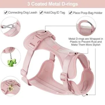 Wisedog No Pull Lightweight Dog Vest Harness with Soft and Comfortable Cushion, Breathable Mesh, for Small Medium Large Dogs Walking (L(Neck: 16.15"-20.86";Chest: 24.02"-38.19"), Gossamer Pink)