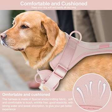 Wisedog No Pull Lightweight Dog Vest Harness with Soft and Comfortable Cushion, Breathable Mesh, for Small Medium Large Dogs Walking (L(Neck: 16.15"-20.86";Chest: 24.02"-38.19"), Gossamer Pink)