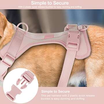 Wisedog No Pull Lightweight Dog Vest Harness with Soft and Comfortable Cushion, Breathable Mesh, for Small Medium Large Dogs Walking (L(Neck: 16.15"-20.86";Chest: 24.02"-38.19"), Gossamer Pink)