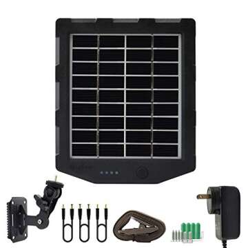 WingHome Trail Camera Solar Panel, Solar Battery Charger Kit 12V/1A 6V/1.5A with Build-in 2000mAH Rechargeable Lithium Battery IP66 Waterproof Hunting Accessory