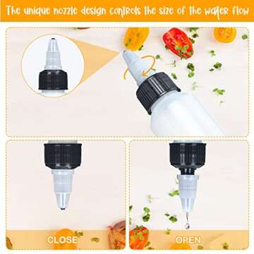 Honeydak 50 Pcs 2 oz Squeeze Bottles Dispensing Bottles Plastic Squeeze Bottles with Twist Cap Small Clear Squeeze Bottle Round Bottles with 2 Funnels for Kitchen Household Home