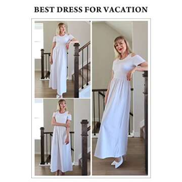 STYLEWORD Women's Summer Maxi Dress with Cold Shoulders