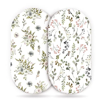 Stretchy Ultra Soft Fitted Bassinet Sheets 2 Pack, Universal Fitted for Bassinets Baby Cradle Moses ...