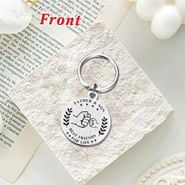 BAZLJY Fathers Day Dad Gifts from Son - Keychain for Dad - Best Dad Ever Key Chain - I'll Always Be ...