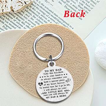 BAZLJY Fathers Day Dad Gifts from Son - Keychain for Dad - Best Dad Ever Key Chain - I'll Always Be Your Little Boy Keyring