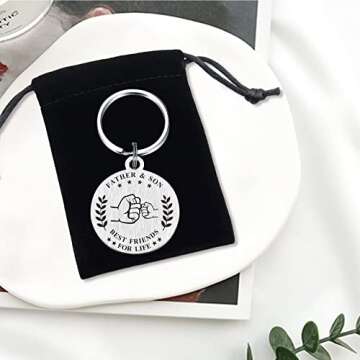 BAZLJY Fathers Day Dad Gifts from Son - Keychain for Dad - Best Dad Ever Key Chain - I'll Always Be Your Little Boy Keyring