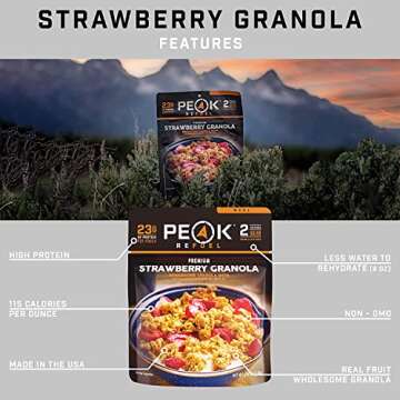 Peak Refuel Strawberry Granola | Premium Freeze Dried Camping Food | Backpacking & Hiking MRE Meals ...