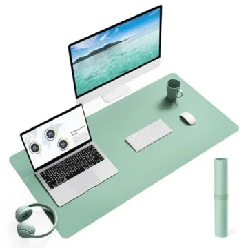 Non-Slip Leather Desk Mat, Desk Mouse Pad, Waterproof PVC Leather Desk Table Protector, Large Desk B...