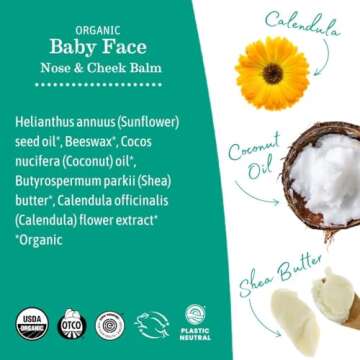 Earth Mama Organic Baby Face Nose & Cheek Balm | Moisturizer with Calendula Oil for Dry Skin Care, Natural Petroleum Jelly Alternative (2-Fluid Ounce)