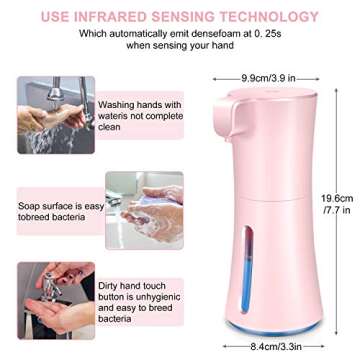 HUAAN Automatic Soap Dispenser, Foaming Soap Dispenser Touchless, Battery Operated Hand Free Automat...