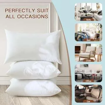 OTOSTAR 20x20 Inch Throw Pillow Inserts Set of 4 Premium Bedding Pillow Inserts Square Indoor Decorative Throw Pillows Form Pillow Stuffer for Couch Bed Sofa Sham Cushion Pillow Filler (White 20x20)