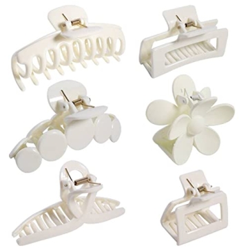 Stylish 6Pcs Big Hair Claw Clips for Women - Durable & Cute