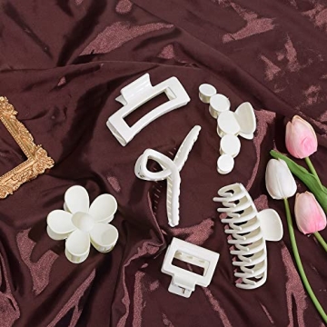 Stylish 6Pcs Big Hair Claw Clips for Women - Durable & Cute