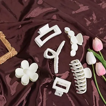 Stylish 6Pcs Big Hair Claw Clips for Women - Durable & Cute