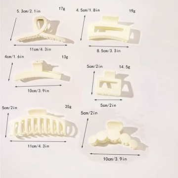 Stylish 6Pcs Big Hair Claw Clips for Women - Durable & Cute