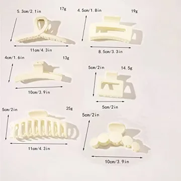 Stylish 6Pcs Big Hair Claw Clips for Women - Durable & Cute