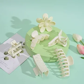 Stylish 6Pcs Big Hair Claw Clips for Women - Durable & Cute
