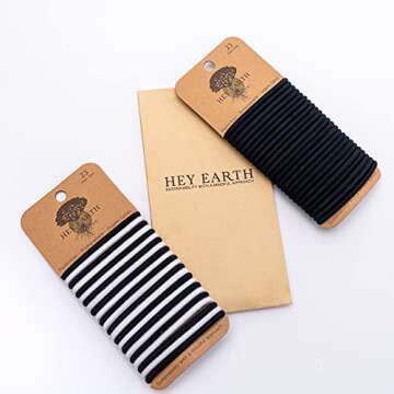 Hey Earth® - Biodegradable + Plastic Free + Organic Cotton Hair Ties for Men, Women, and Children -...