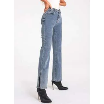Sidefeel Women's High Waisted Wide Leg Jeans Straight Leg Denim Pants Blue Size 6