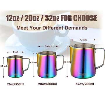 Premium Milk Frothing Pitcher with Latte Art Pen, 32oz Stainless Steel Espresso Steaming Tool for Ho...