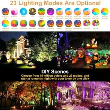 LED Flood Lights RGB Color Changing 500W Equivalent, Outdoor RGBW Bluetooth Smart Floodlights APP Control, IP66 Waterproof, Timing, 2700K&16 Million Colors 23 Modes for Stage Landscape Lighting 2 Pack