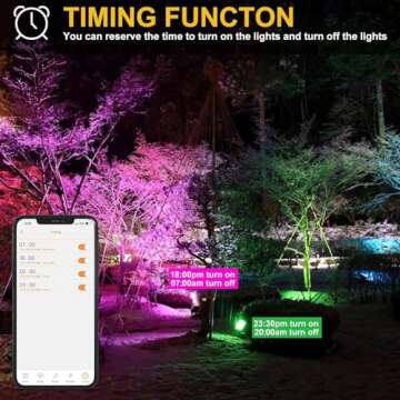 LED Flood Lights RGB Color Changing 500W Equivalent, Outdoor RGBW Bluetooth Smart Floodlights APP Control, IP66 Waterproof, Timing, 2700K&16 Million Colors 23 Modes for Stage Landscape Lighting 2 Pack