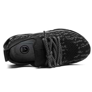 DADAWEN Boys Girls Lightweight Breathable Sneakers Kids Tennis Shoes Athletic Running Shoes for Toddler/Little Kid Black US Size 9 M Toddler