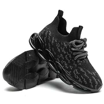 DADAWEN Boys Girls Lightweight Breathable Sneakers Kids Tennis Shoes Athletic Running Shoes for Toddler/Little Kid Black US Size 9 M Toddler