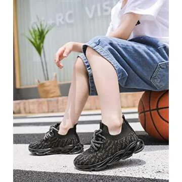 DADAWEN Boys Girls Lightweight Breathable Sneakers Kids Tennis Shoes Athletic Running Shoes for Toddler/Little Kid Black US Size 9 M Toddler