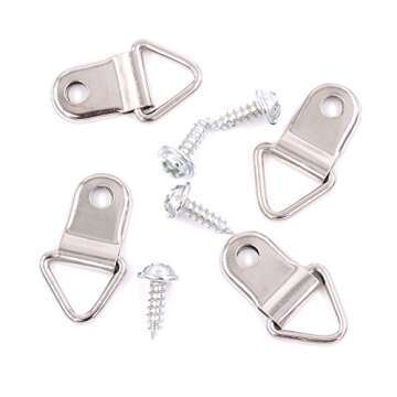110 Pcs Triangle Ring Picture Hangers Shape Nail Non-Trace Hangers Single Hole with Screws for Home Decoration Creative Picture with Transparent Box