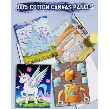 Nicpro 34PCS Kids Painting Set with Pattern Canvas, Art Painting Supplies Kit with 12 Acrylic Paints...