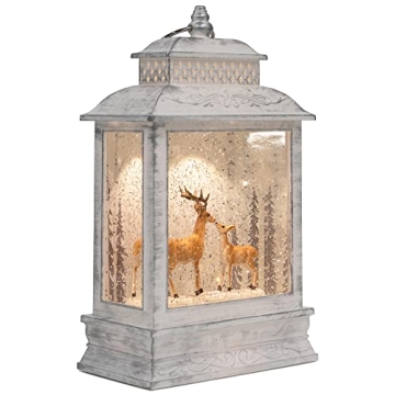 DEMDACO Deer Scene Musical LED Lantern for Winter Decor