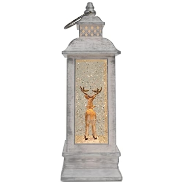 DEMDACO Deer Scene Musical LED Lantern for Winter Decor