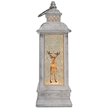 DEMDACO Deer Scene Musical LED Lantern for Winter Decor