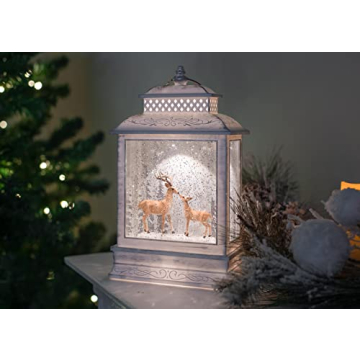 DEMDACO Deer Scene Musical LED Lantern for Winter Decor