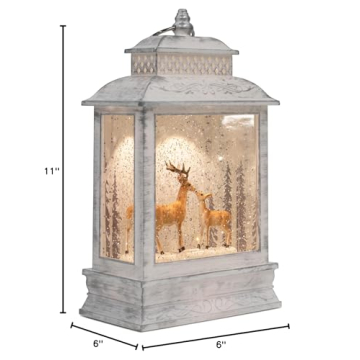 DEMDACO Deer Scene Musical LED Lantern for Winter Decor