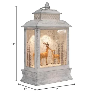 DEMDACO Deer Scene Musical LED Lantern for Winter Decor